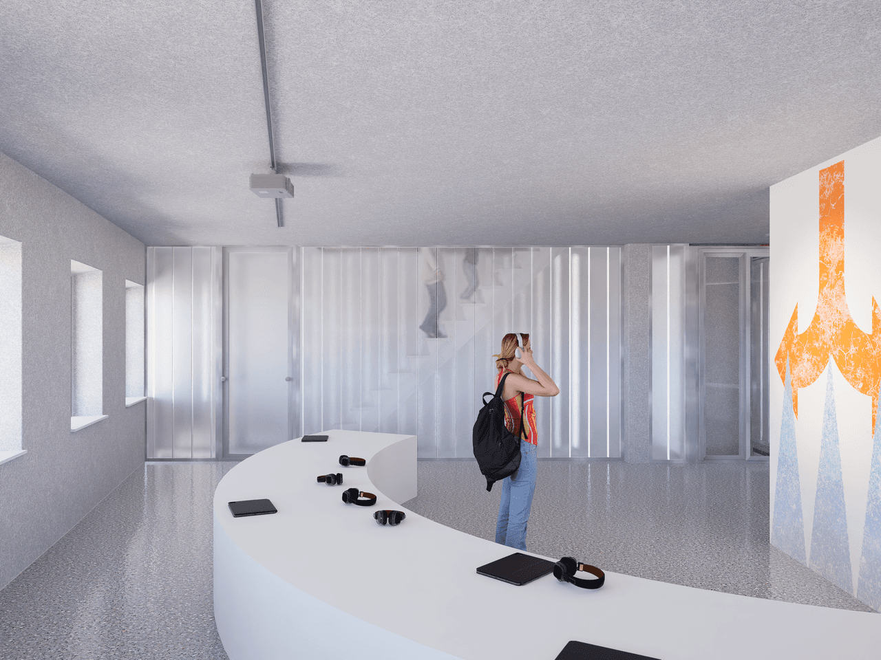 View of a visualisation of the interior of the town house on Beblavého Street as part of the Turning Points project