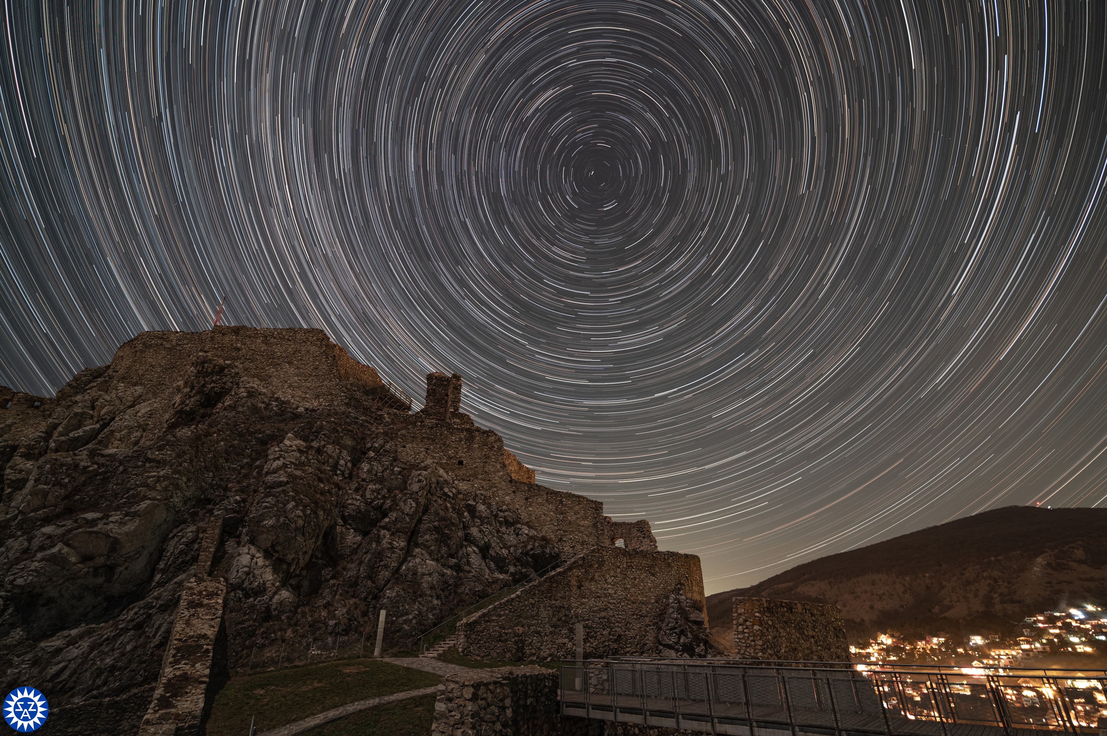 View of the night sky at Devín Castle